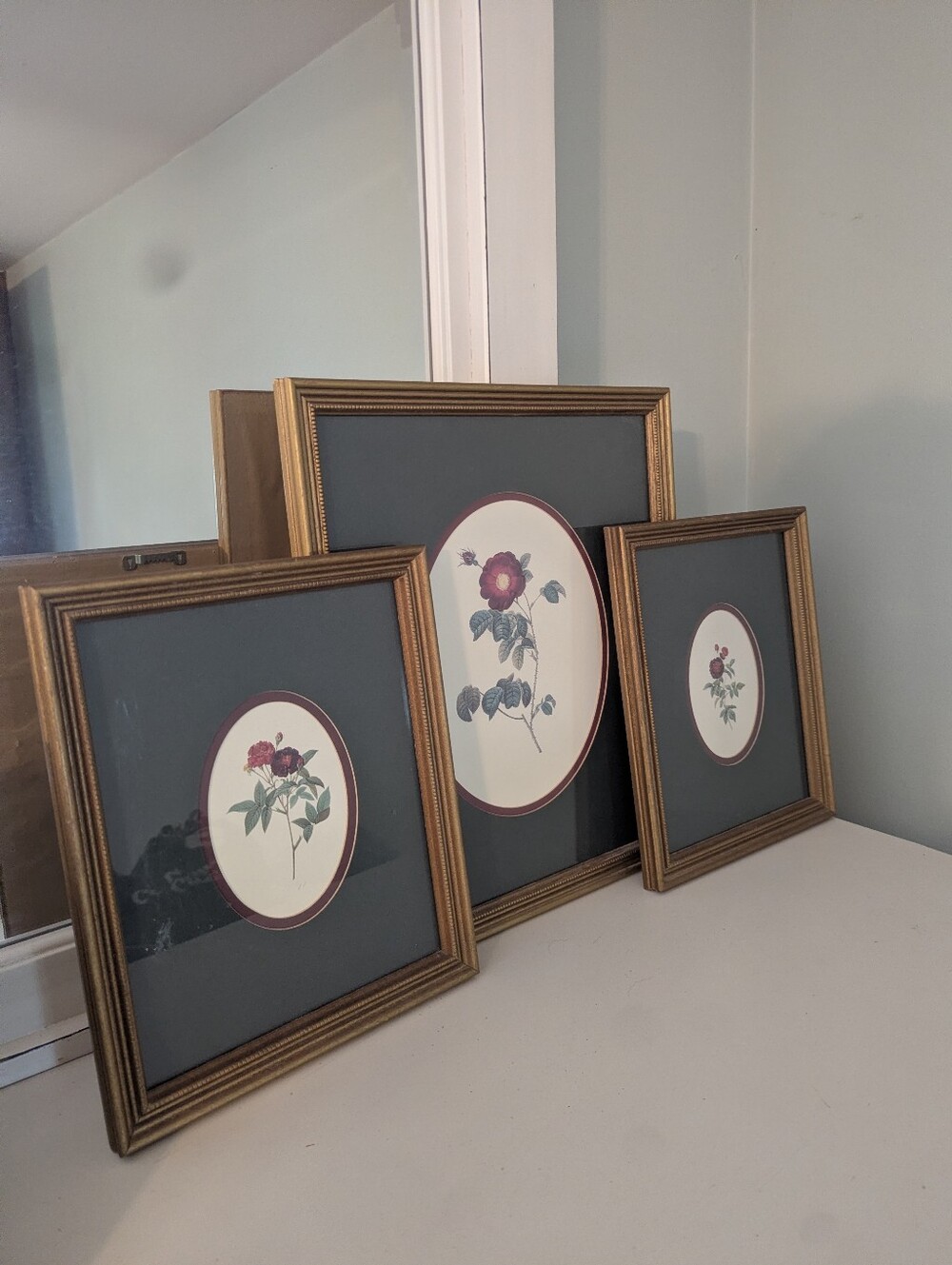 Set of 3 Vintage Floral Wall Art in Gold Frames